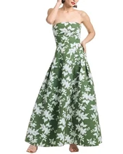 NEW, Sachin & Babi Margaux Gown in Green multi Size 10 #MD0126