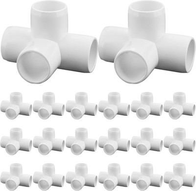 20-Pack 1/2 Inch PVC Fittings 4 Way Furniture Grade for SCH40 Pipe UV Resistant