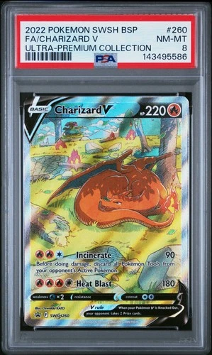 2022 POKEMON SWSH BLACK STAR PROMO #260 FULL ART/CHARIZARD V PSA 8
