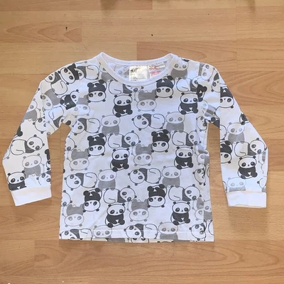 H&M Oberteil Schlafanzug Schlafanzugoberteil Gr. 98 Panda - Bild 1 von 2