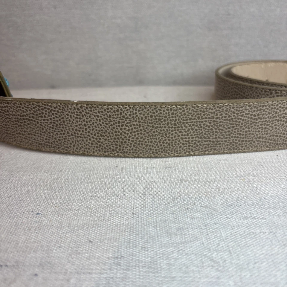 Elite Accesorios Cinturón Cuero Beige Talla Pequeña Turquesa Cuentas Hebilla Western Foto 4 de 4