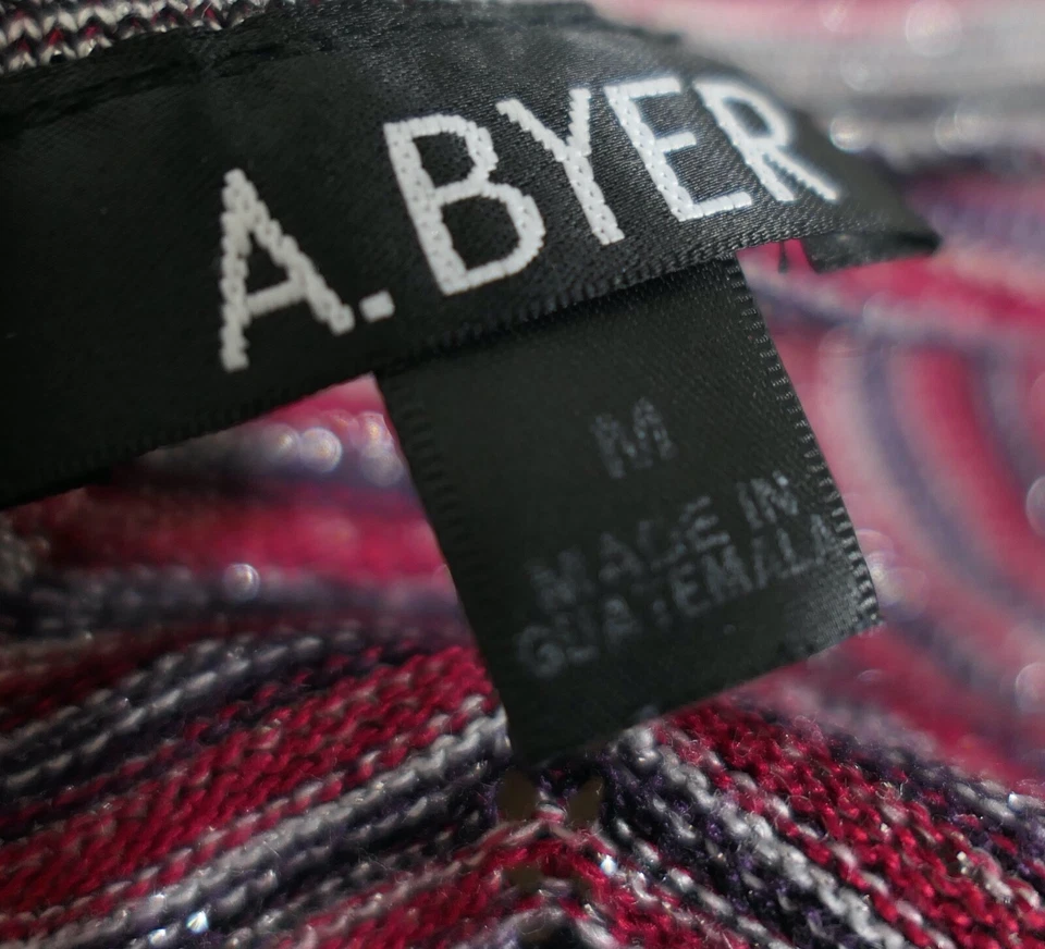 Suéter Top Corbata De Colección A Byer Boho Zig Zag Metálico Tinte Espacial Tejido M Foto 4 de 4