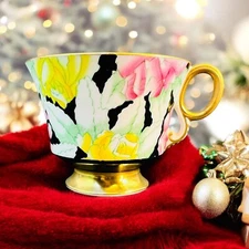 Adderly Pink Roses Gold Footed Tea Cup ONLY Chintz Pattern Gold Rim