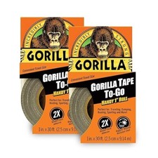Gorilla Black Duct Tape to-Go, 1 in x 30 ft Single Roll  Pack of 2 Sale