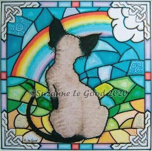 Devon Rex Katze Kunstdruck aus Original Glasmalerei von Suzanne Le Good - Bild 1 von 2