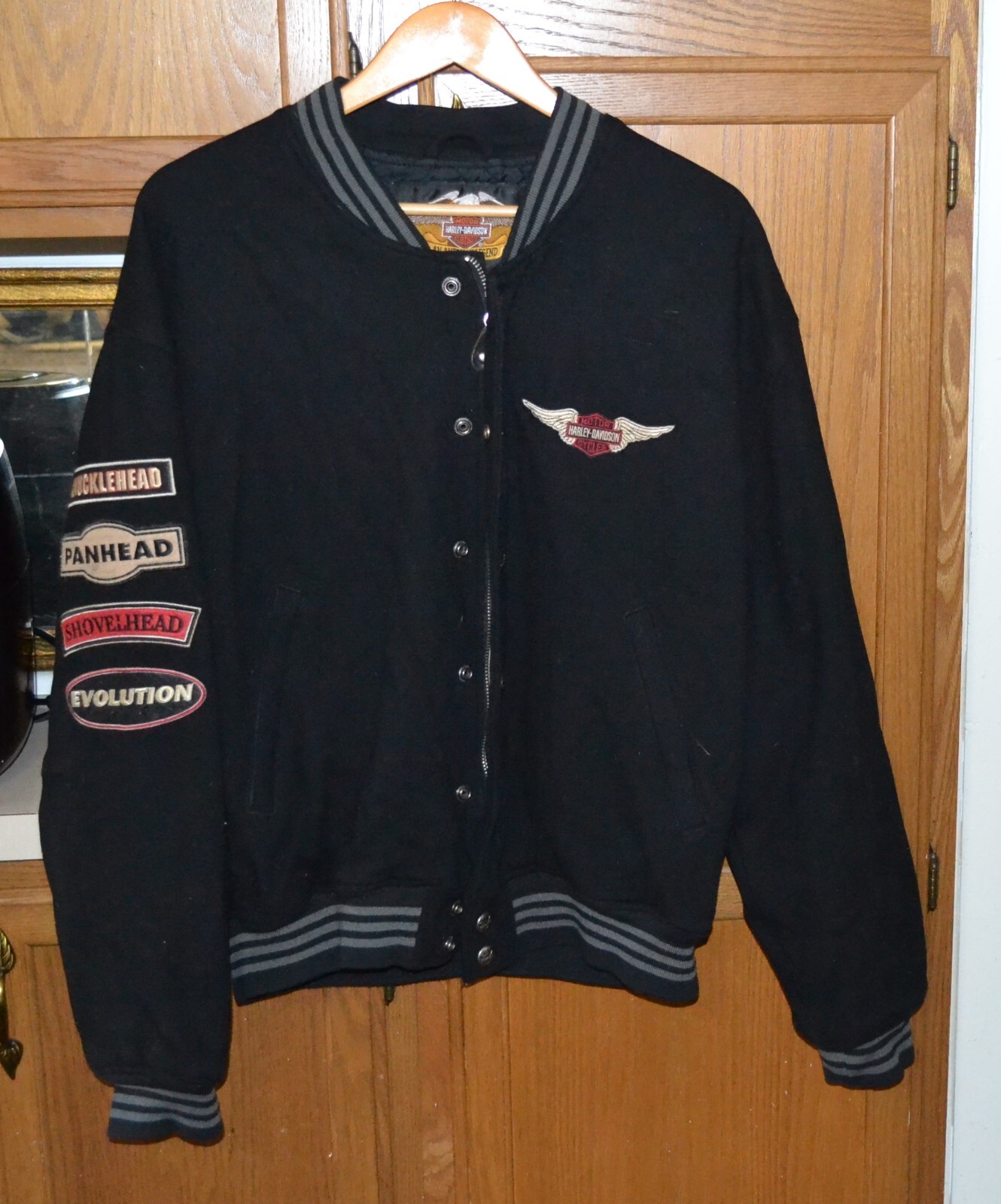Harley Davidson Wool Shell Jacket Black Knucklehe… - image 1