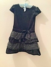 George Girls XS 4-5 Party Dress Black Velour Tulle Skirt Sequin