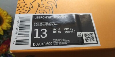プライス Nike LeBron Witness VI TB Mens Size 13 Red White Basketball BRAND