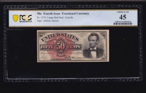Nota valuta frazionaria US 50c Lincoln 4a emissione FR 1374 PCGS 45 XF (035) - Foto 1 di 2