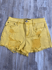 Tinsel Denim Couture Mustard Yellow Shorts Sz 26