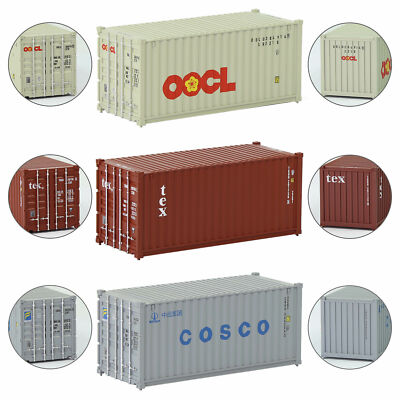 3pcs HO Scale 1:87 20ft Shipping Container 20' Cargo Box Different
