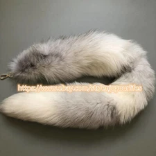 28"/39"/47" Real Natural Silver Fox Fur Tail Keychain Adult Games Cosplay Toys
