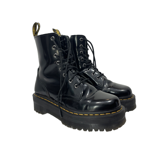 Dr Doc Martens Jadon Black Platform Combat Boots Side Zip Bouncing Size 6 Men's