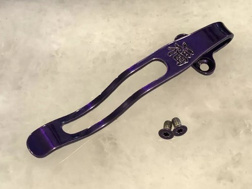 Purple Titanium Deep Carry Pocket Clip For Benchmade 940 Green Aluminum Handle - Picture 8 of 9