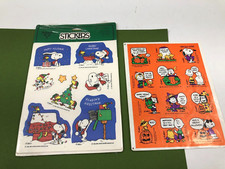 Vintage Hallmark Ambassador Peanuts Snoopy Halloween Christmas Stickers 5 Sheets
