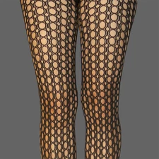 WET SEAL FASHION BLACK HONEY COMB  POTHOLE FISHNET CIRCLE TIGHTS PANTYHOSE O/S
