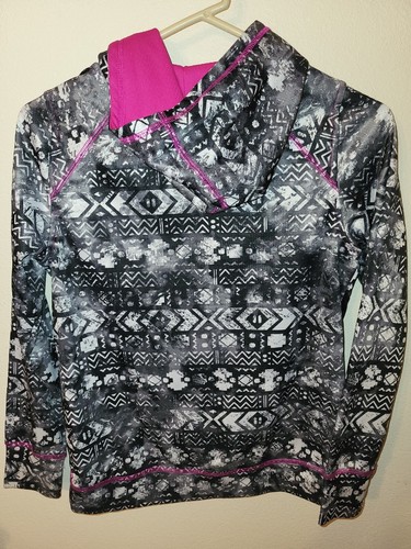 y2k Exertek Juniors Girls Size L 14 Hoodie Black Pink Accent L Sleeve Finger - Picture 18 of 24