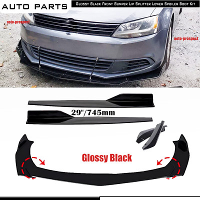For VW Scirocco R-Line Front Bumper Lip Splitter Lower Spoiler Gloss Black B