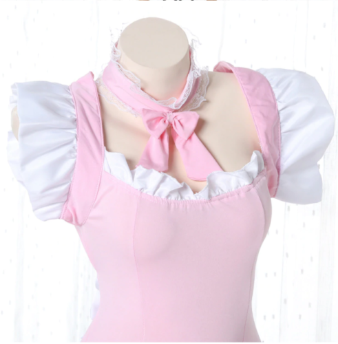 Rosa Kawaii Doncella Francesa Disfraz Sierva Camarera Japonesa Cosplay Moño Vestido de Encaje - Imagen 6 de 6