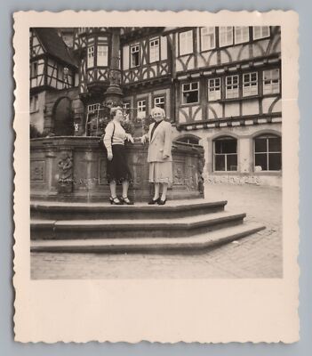 Miltenberg am Main 1956 - 2 Women at the Fountain - Old Photo 1950s