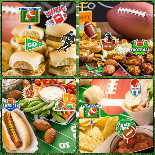 13Pcs Football Party Supplies Cake Toppers Rugby Ball Birthday Party Decoration - Picture 6 of 11