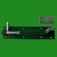 160mm Dark Green Necked Tower Gate Bolt Lock with Latch Keeper, Garden Catch