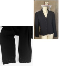 DANIEL O TAHARI LEVINE BLACK BLAZER with decorative sequins appliqu s at cuffs