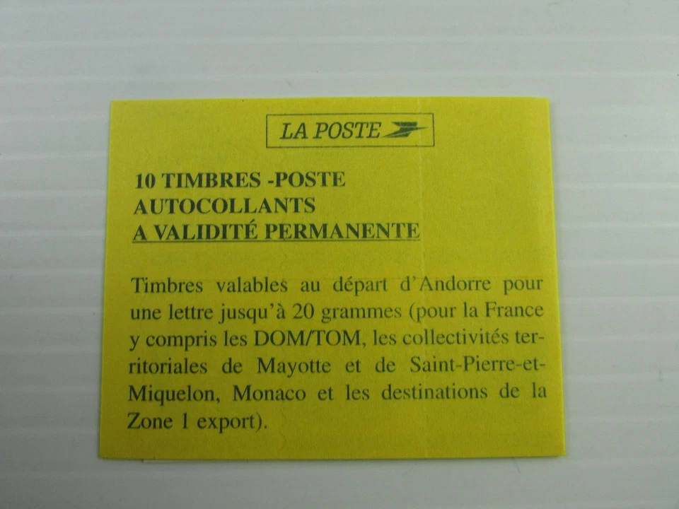 1998 French Andorra Sc#491a Complete Booklet of 10 MNH stamps Cv $12.50 - Image 3 of 3