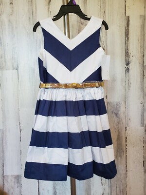 Camilla Blue White Striped Belted Dress Sleeveless Sz 6 NWT | eBay