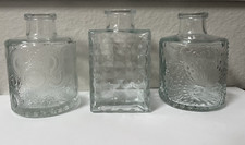 Small 3.5" Clear Thick Glass Bud Vase Lot Vintage-Style Etched Mix Styles/Shapes
