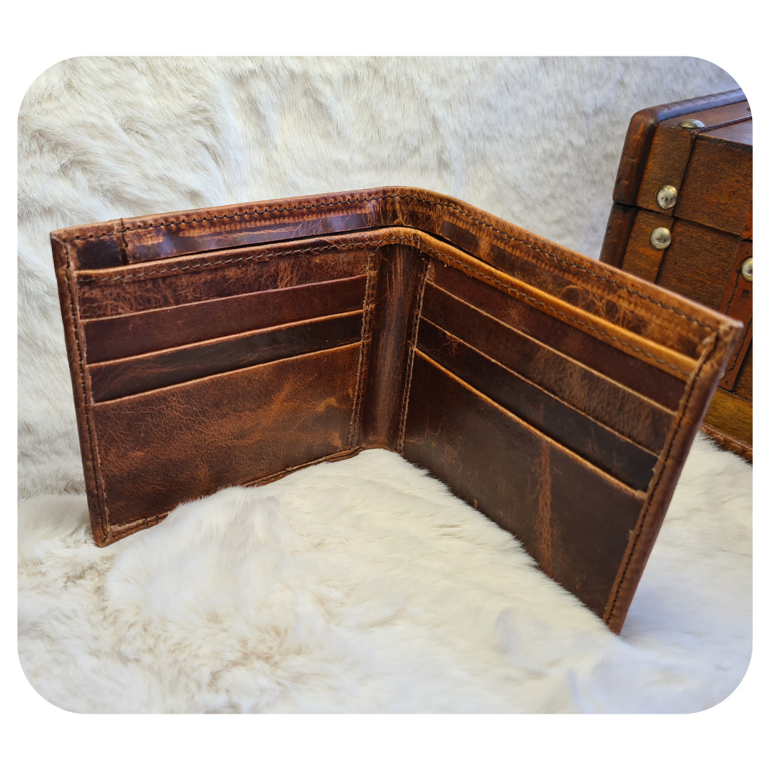 Handcrafted Rustic Men's Wallet, Pull Oil waxed  High Quality  Leather rrp£120 image 9