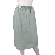 Alfred Dunner Women's Midi Skirt Size 8 Seafoam Green with Woven Belt VTG NWT
