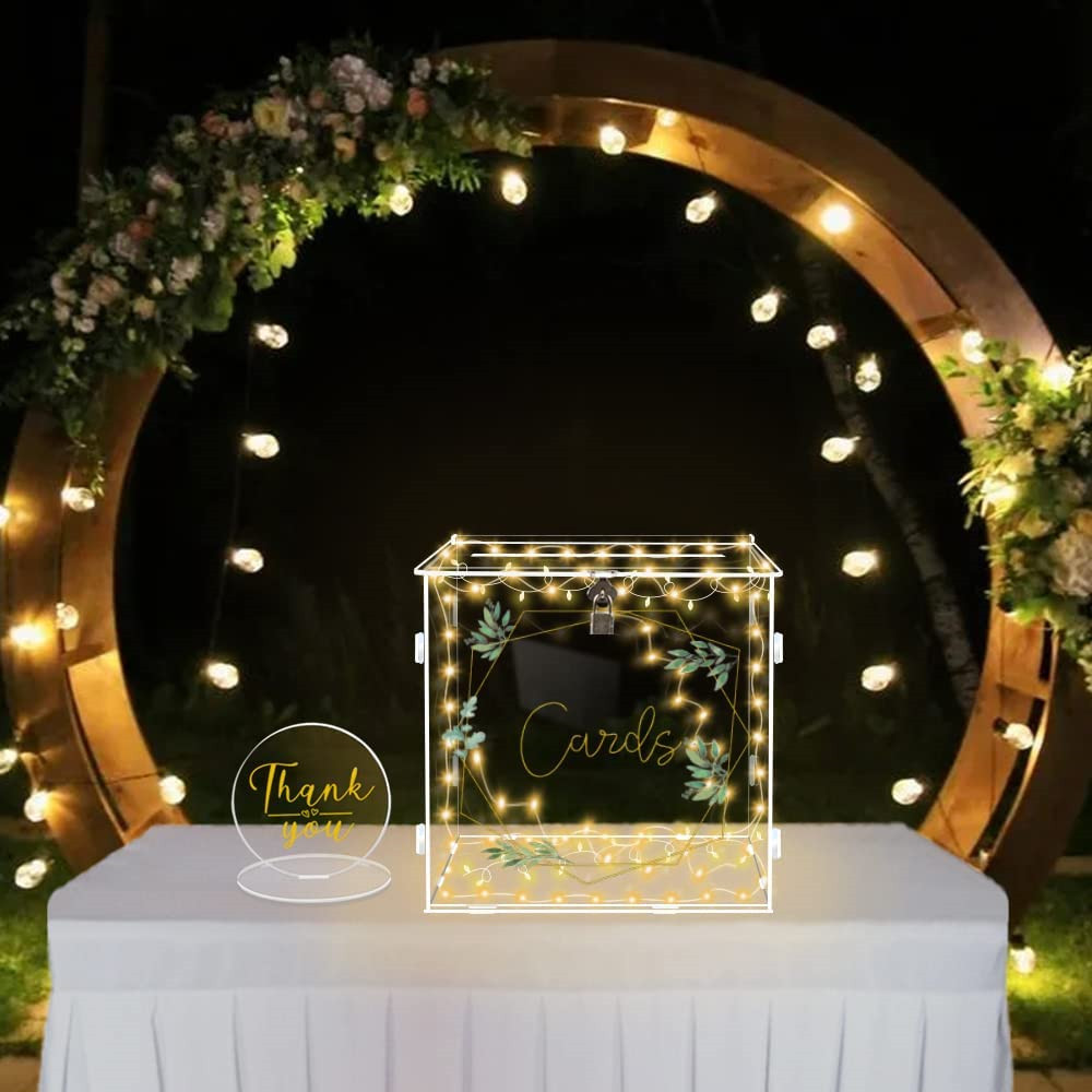 OurWarm Acrylic Wedding Card Box with Lock, Gift Card Box for Wedding Reception,