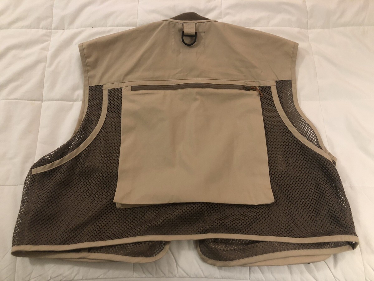 White River Fly Fishing Vest Adult Size Beige Khaki Pockets