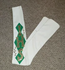 DEACON STOLE OFFICIANT VESTMENT WHITE W/GOLD IHS APPLIQUE' HAND MADE