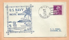 U.S.S  HYADES IN PACIFIC WATERS MAY 28,1947 NAVAL COVER