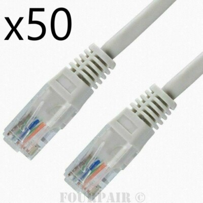 50 Pack Lot - 10ft CAT5e Ethernet Network LAN Router Patch Cable Cord Wire White