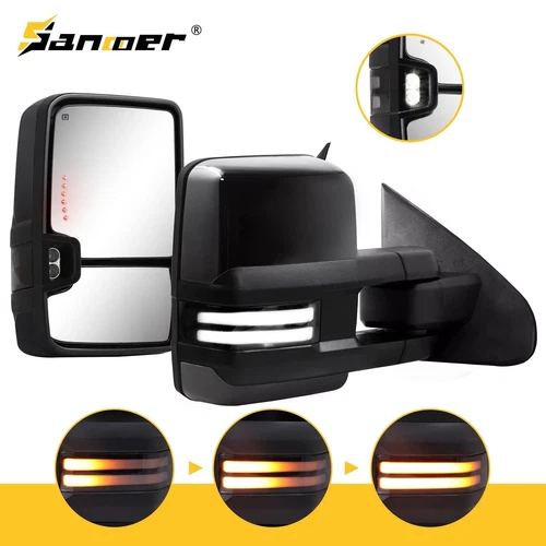Gloss Black Tow Mirrors Switchback For 2015-2019 Silverado Sierra 2500HD 3500HD