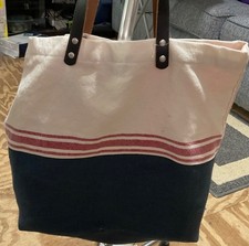 DEI brand jute, cotton leather straps beach tote bag