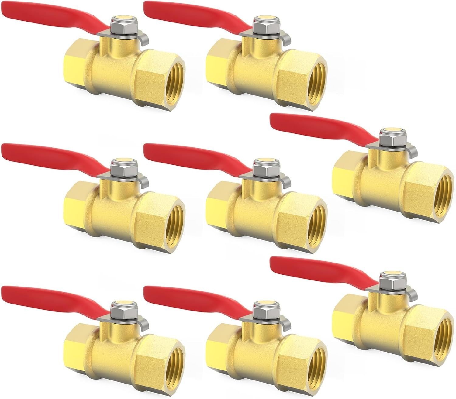 1/4" NPT Female Brass Ball Valve 8-Pack