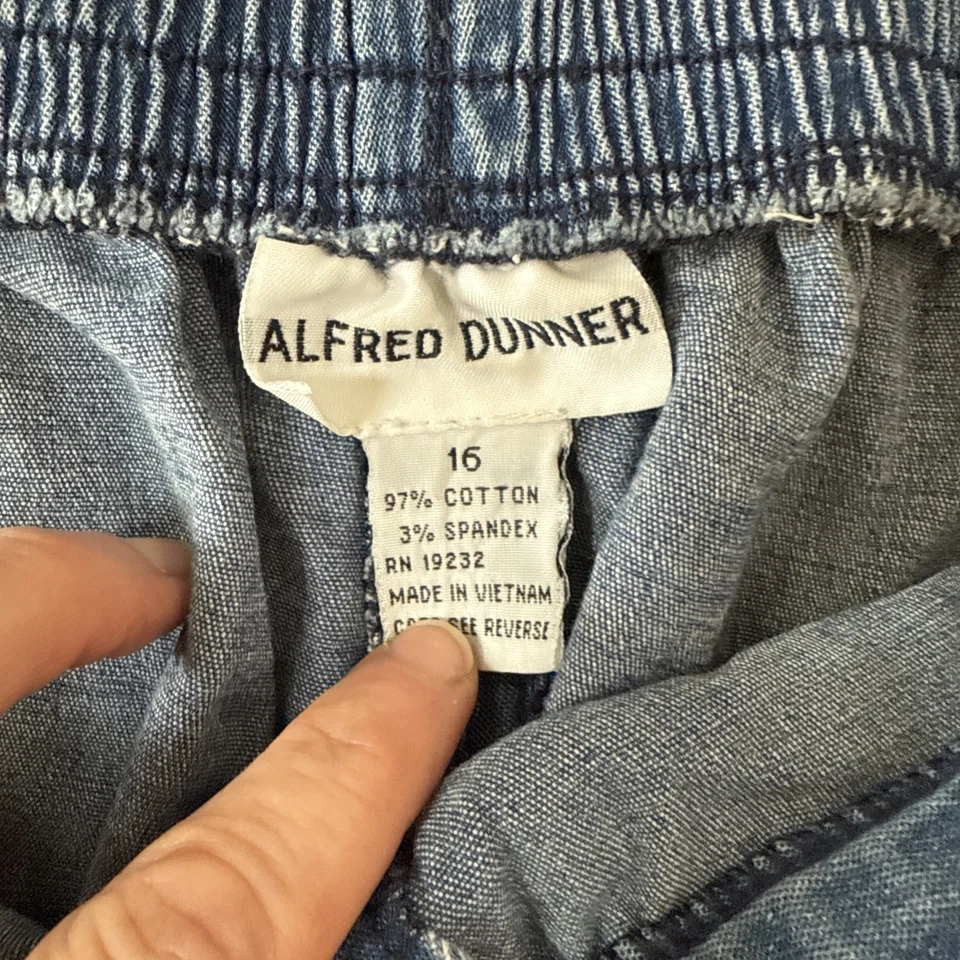 De Colección Alfred Dunner Mujer Falda Vaquera Talla 16 Cintura Elástica Bolsillos Vaquera Boho Foto 4 de 4