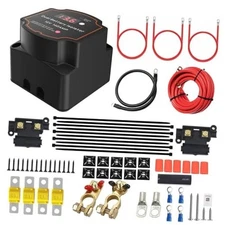 /12V 140Amp Split Charge Relay Kit, 20FT 6M Smart Dual Battery Isolator Kit