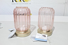 Rechargeable Touch Lamp, RoseColored Glass, 3-step Dimming. two included