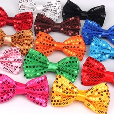Sequins Bow Tie for Party Wear Unisex Adjustable Cravat Style Yellow Bowknot Tie
