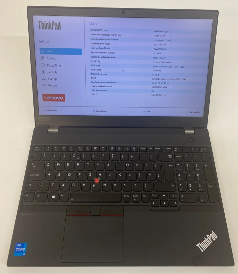 Lenovo ThinkPad T15 G2 · i5-1135G7 · 8GB · 128GB, photo 1 of 5