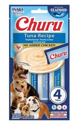 INABA Dog Churu Fish Based Tuna Recipe Leckerlis mit Thunfisch für Hunde 4x14g