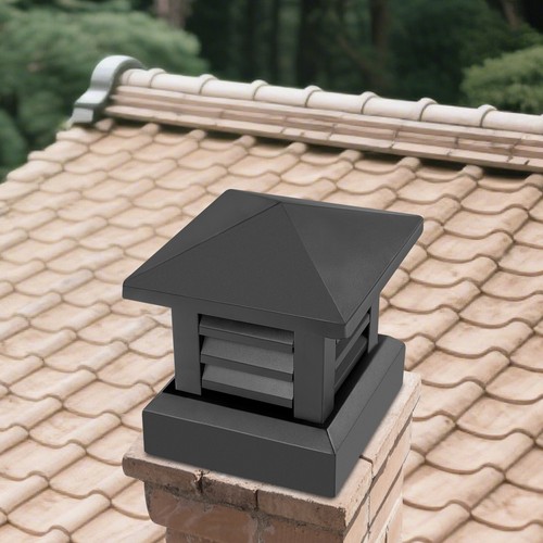Black Aluminum Alloy 10x10 Inch Chimney Cap - Rain Guard for Flue Safety - Picture 9 of 18
