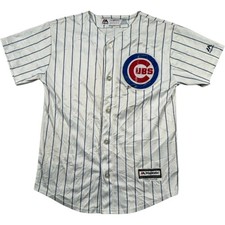 Majestic Chicago Cubs MLB Jersey Youth Medium Baez #9 White Baseball Shirt