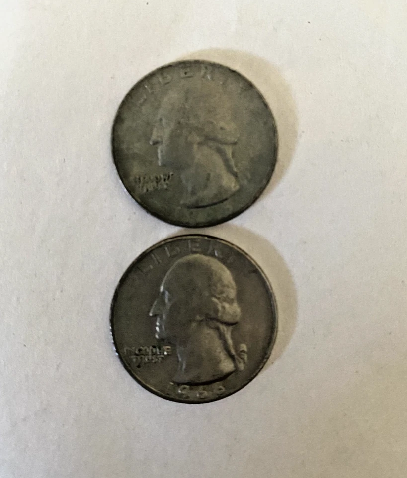 2× 1966 U.S. Quarter No Mint Mark – Rare Error / Double Die / Off-Center - Image 2 of 4