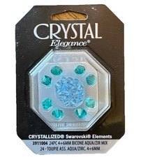 Austria Crystal Elegance Swarovski Elements 24pc 4+6MM Bicone Aqua/Zir Mix Seal